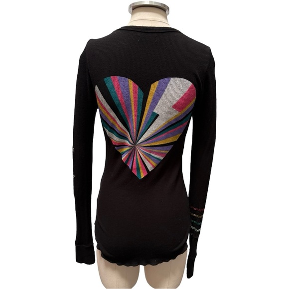 Lauren Moshi McKinley Rays of Love Long Sleeve Thermal Shirt Size Small - Picture 1 of 11